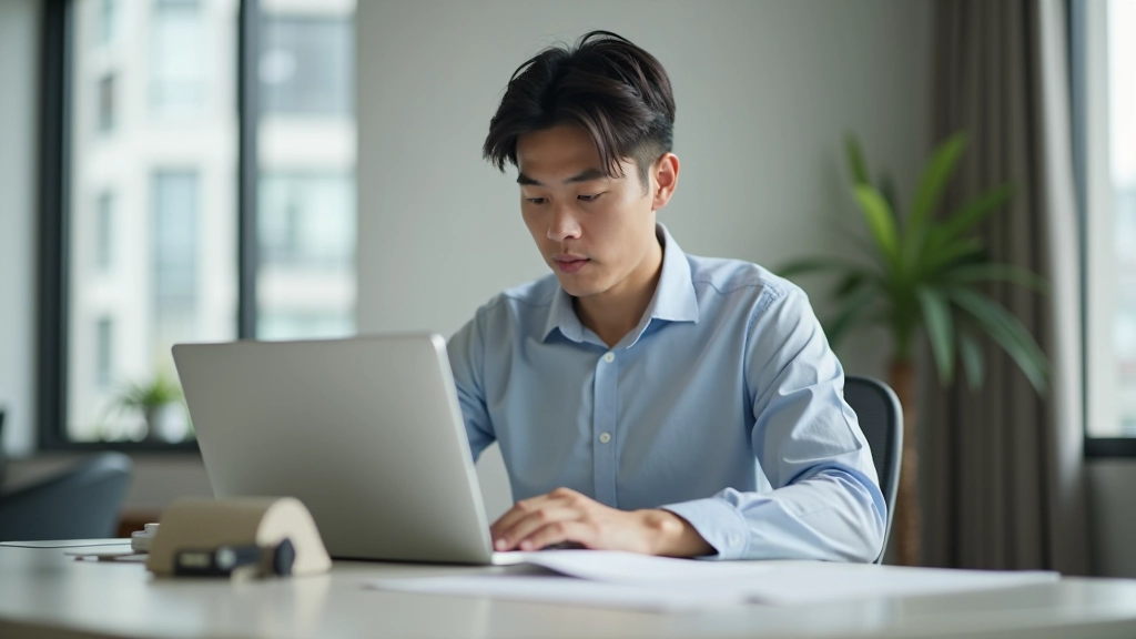 Freelancer working at desk with focused expression during deep work session